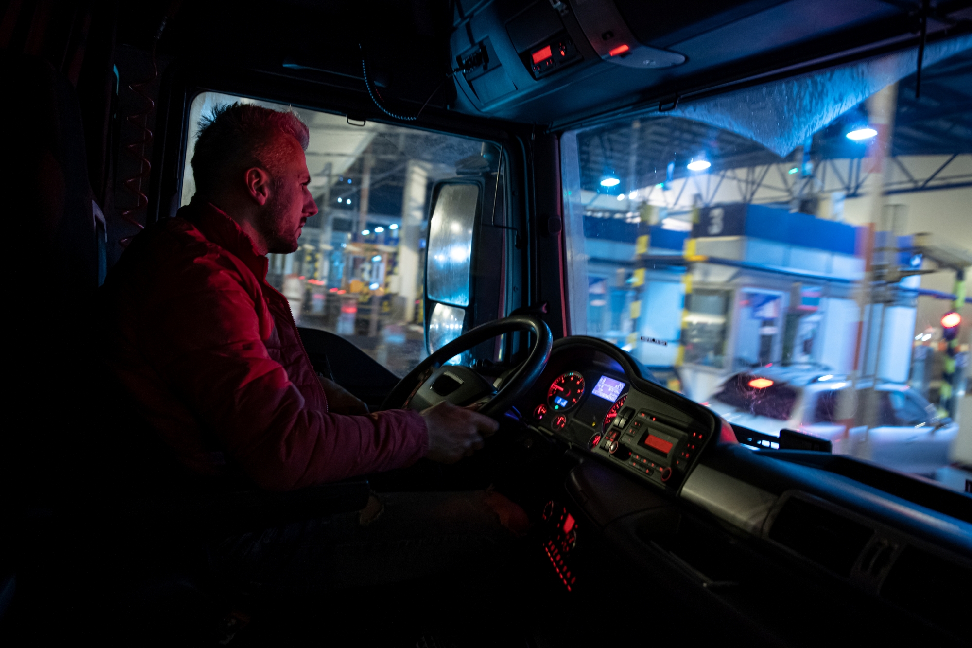 Truck driver in the dark